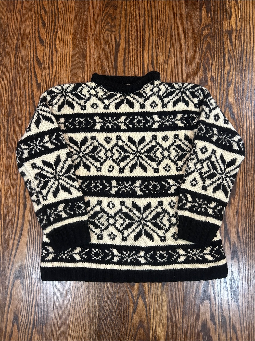 Vintage Handmade Knit Snowflake Sweater